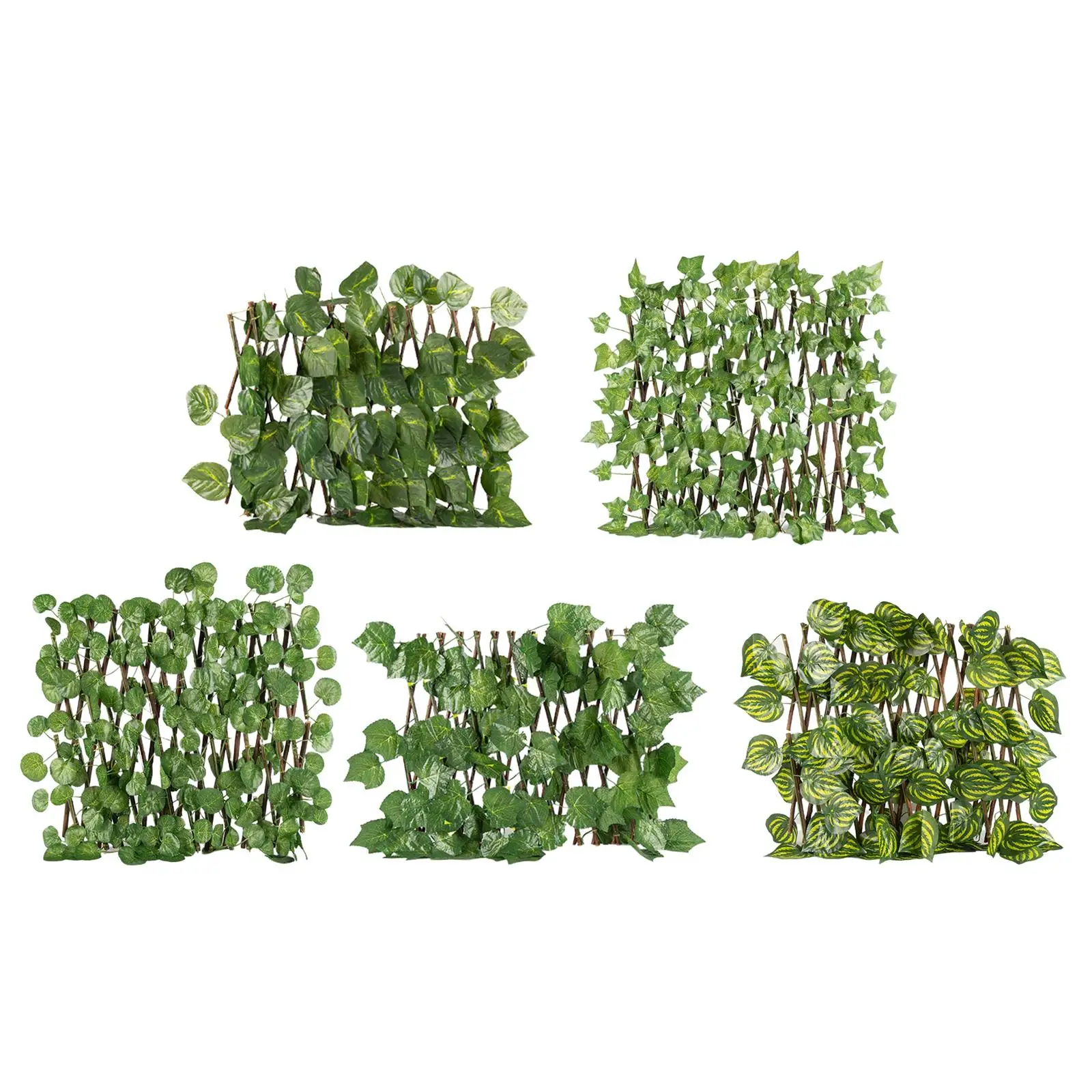 Wooden Expandable Fence Artificial Ivy Leaf Privacy Trellis Outdoor Garden Border for Home Yard Decoration