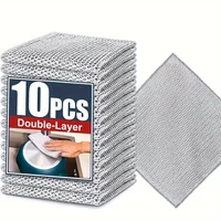 20-5pcs Thickened Steel Wire Cleaning Cloth Non-Scratch Double-layer Iron Microfiber Mesh Dishrag Washing Pot Rags Kitchen Towel 3