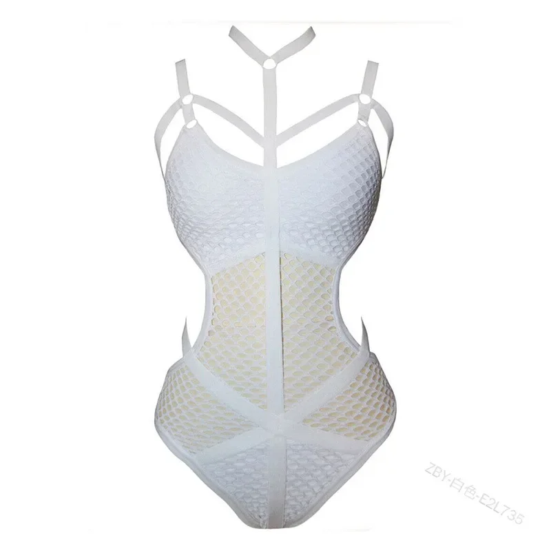 Caofeimao 2025 Spicy Girl's Sexy Fashion Fishnet Swimsuit Eco-Friendly Packing Sexy Lingerie Lace Halter Top  Sexy Bikini Set