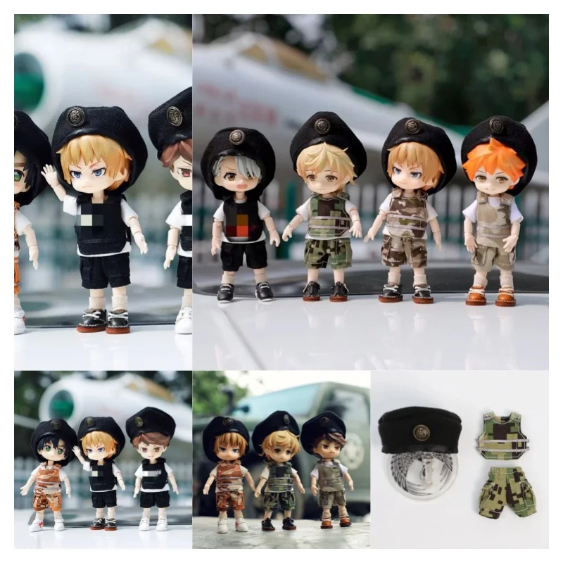 

OB11 doll clothes accessories camouflage suit GSC clay doll BJD clothes Molly 1/12 inch camouflage uniform set shorts 15cm doll