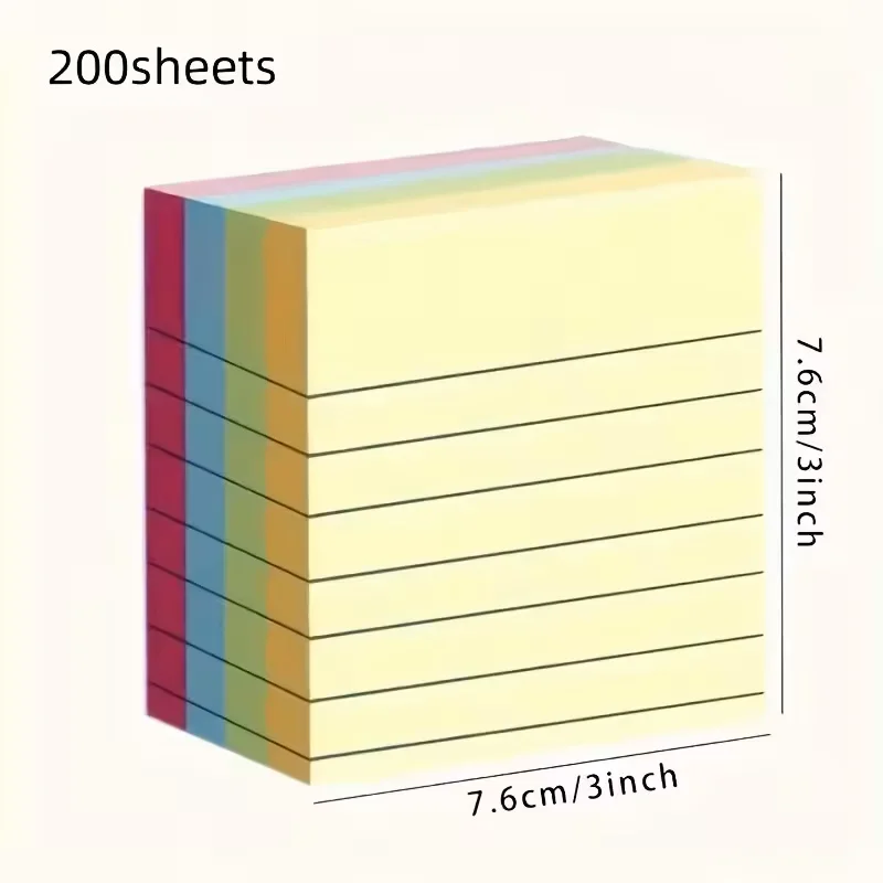 مجموعة ملاحظات لاصقة بخط أفقي نابض بالحياة، 100/200 قطعة مفكرة باستيل للطلاب والمكتب، مستلزمات مدرسية قابلة لإعادة الاستخدام، جمالية S #6