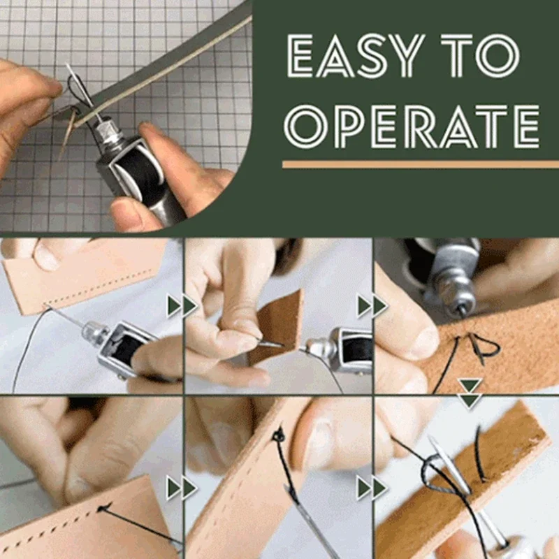 Leather Sewing Awl Kit Hand Stitcher Set Lock Stitching Hand Stitcher Thread Needles Kit Craft Stitch Sewing Machine Accessories