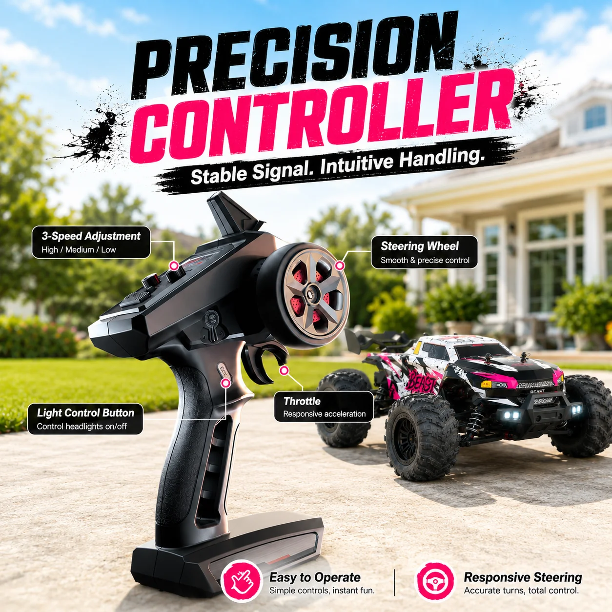 

1:16 Scale High Speed 60KM/H Off Road Vehicle 2.4G Remote Wear Resistant Tire LED Drift RC Car Brushless Motor 4WD Racing Car