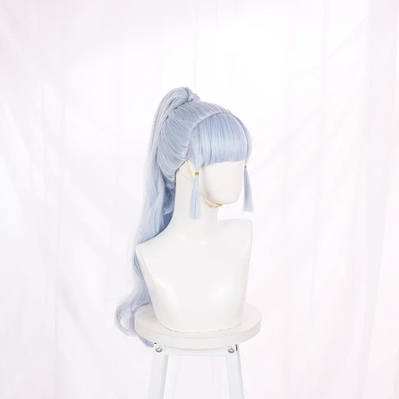 Peruka do cosplayu Genshin Impact Kujou Sara, Inazuma, kucyk z tygrysim pyskiem, zestaw akcesoriów do włosów