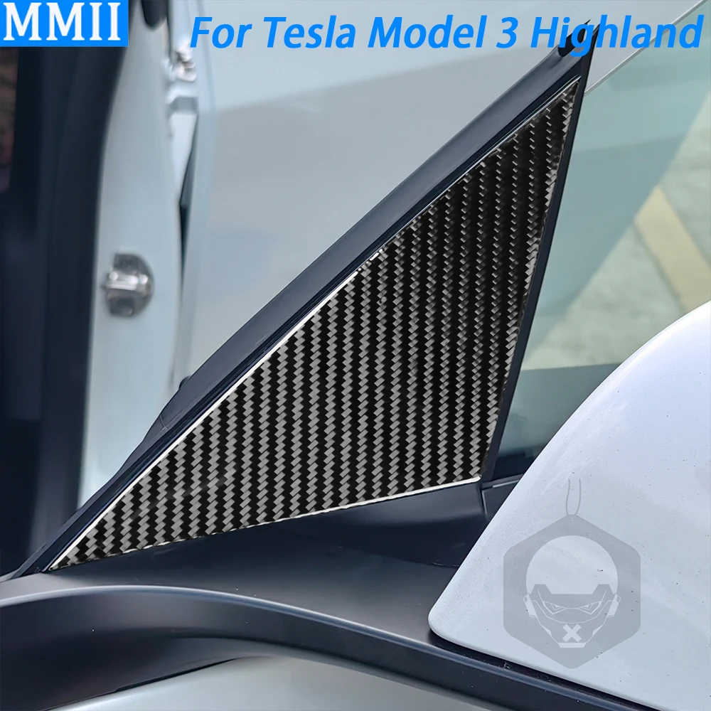 

For Tesla Model 3 Highland 2024 Carbon Fiber Exterior Door A-pillar Cover Decorative Car Interior Decoration Accessories Sticker