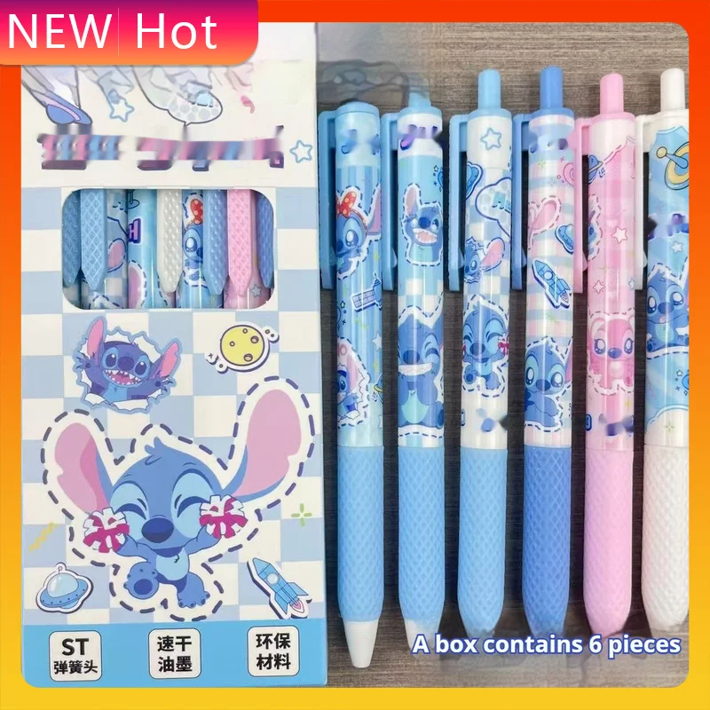 

6pcs Cute Cartoon Press Neutral Pen High Appearance Fast Drying Smooth 0.5mmst Head Exam Pen Stationery Gift Office Supplies