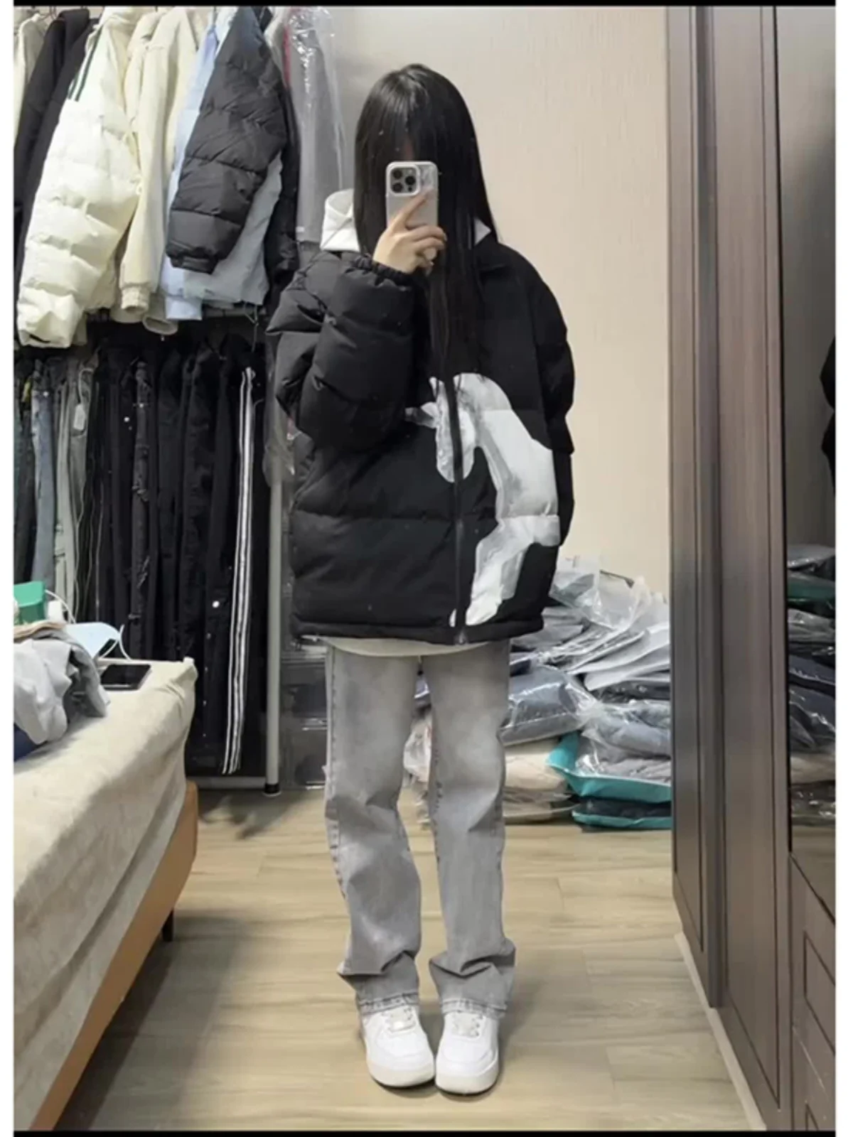 

ey Cement Waed Fce Lined Jeans for Men Slim Straight Leg Lengthening Effect Teen Trendy Spring Wear Youthful Sle