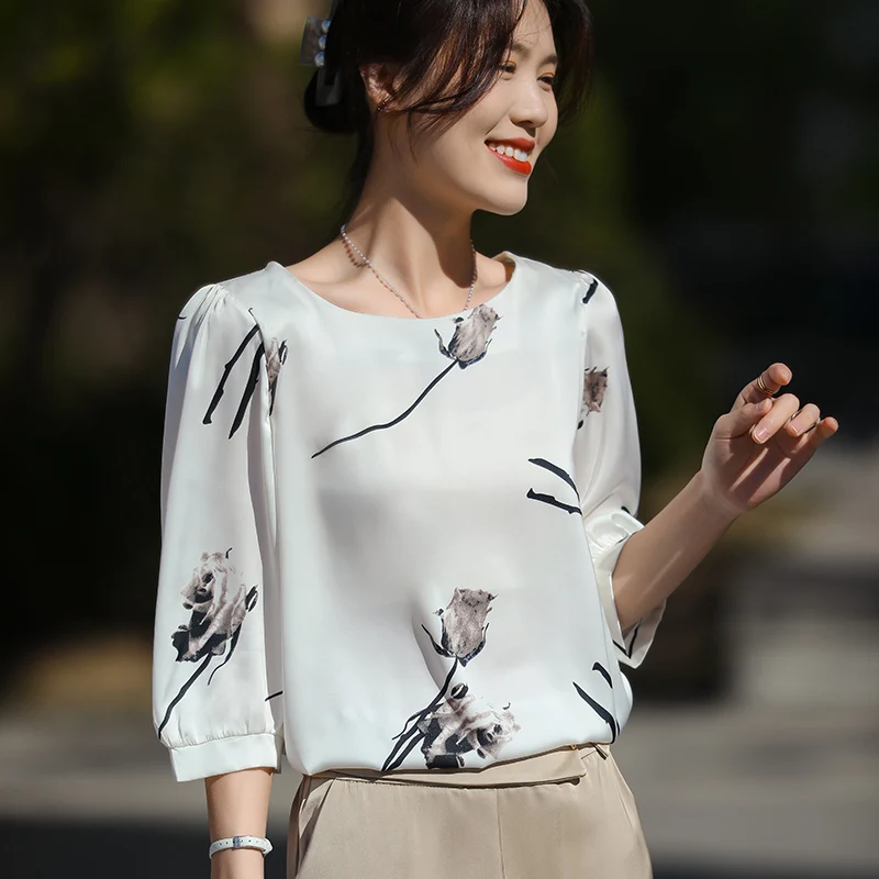 تي شيرت حريري ort Sve فضفاض مناسب Seven Sve تي شيرت كوري Sle مستدير Ne طباعة صيفي غير رسمي عالي الجودة Faion #1