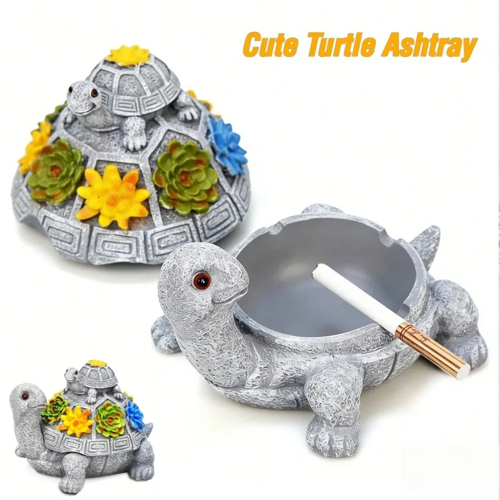 Creative Resin Ashtray Mother Turtle Shaped Desktop Ashtray Decoration Accessories Men's and Women's Cigarette Accessories Gifts
