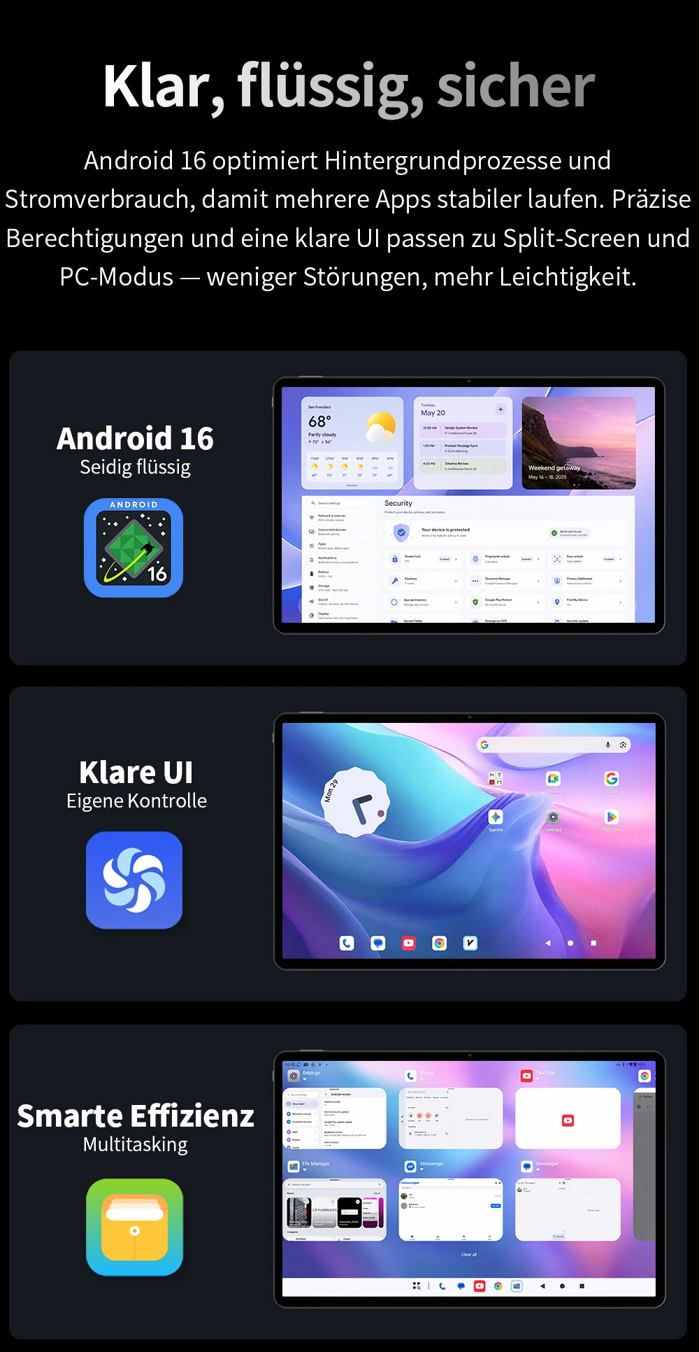 Teclast T70Pro Android 16 Tablet mit Gemini AI, 14 Zoll IPS 2240x1400 Display, G100 Octa-Core, 8GB RAM+40GB erweiterter RAM, 128GB UFS-Speicher, 1TB Micro-SD-Erweiterung, Dual-SIM 4G LTE, 10000mAh Akku, 18W PD-Ladung – Detail 10
