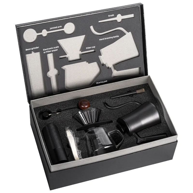 

Hand brewed coffee set, outdoor hand cranked grinder, filter cup, shared pot with electronic scale, coffee gift box