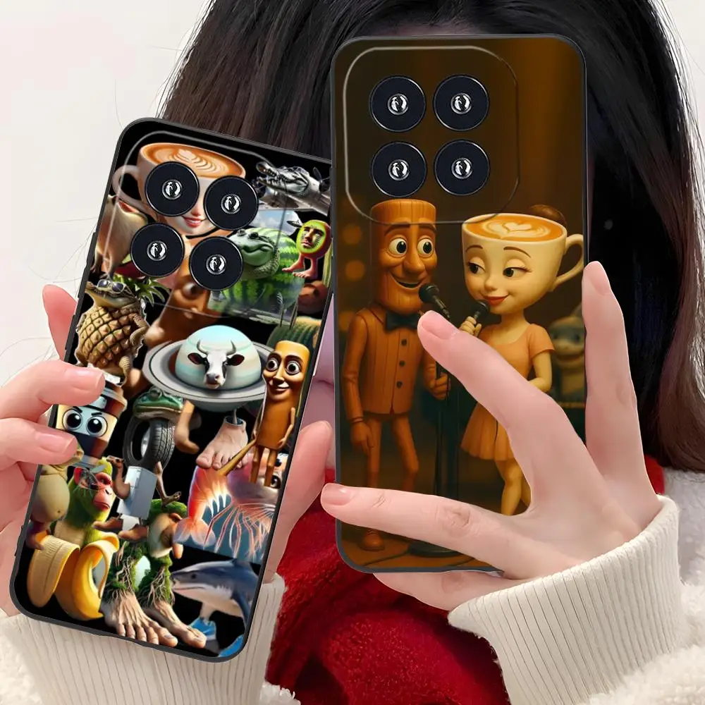Animais italiano brainrot caso de telefone para xiaomi 15 14 13 12 11 10 9 t ultra lite pro s se x 5g preto smartphone capa luxo