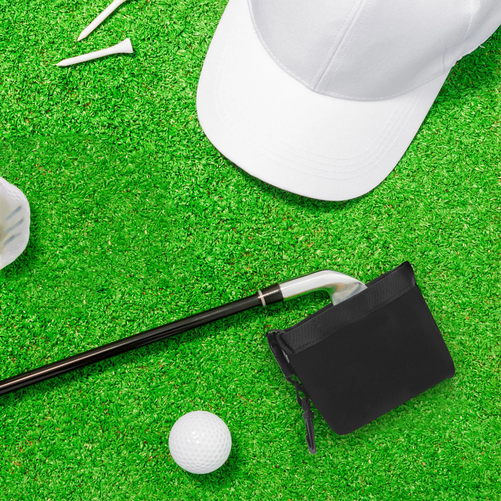 

Club Cleaning Bag Detachable Easy Clean Multifunctional Golf Ball Pouch Face Cleaner Trunk Organizer Lightweight Durable