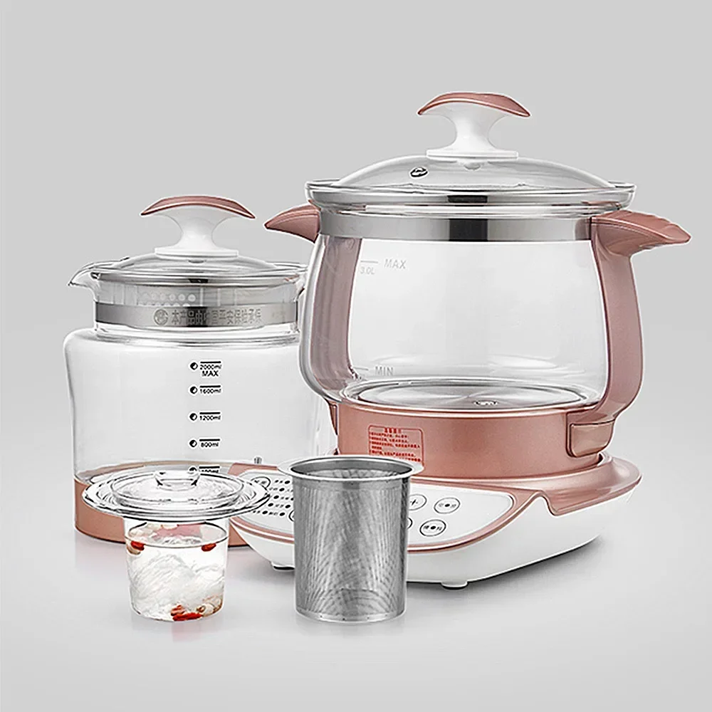 Multifunction Health Multi Cooker Pot Household 3L Large Capacity Electric Stew Porridge Pot Thickened Glass Soup Tea Pot