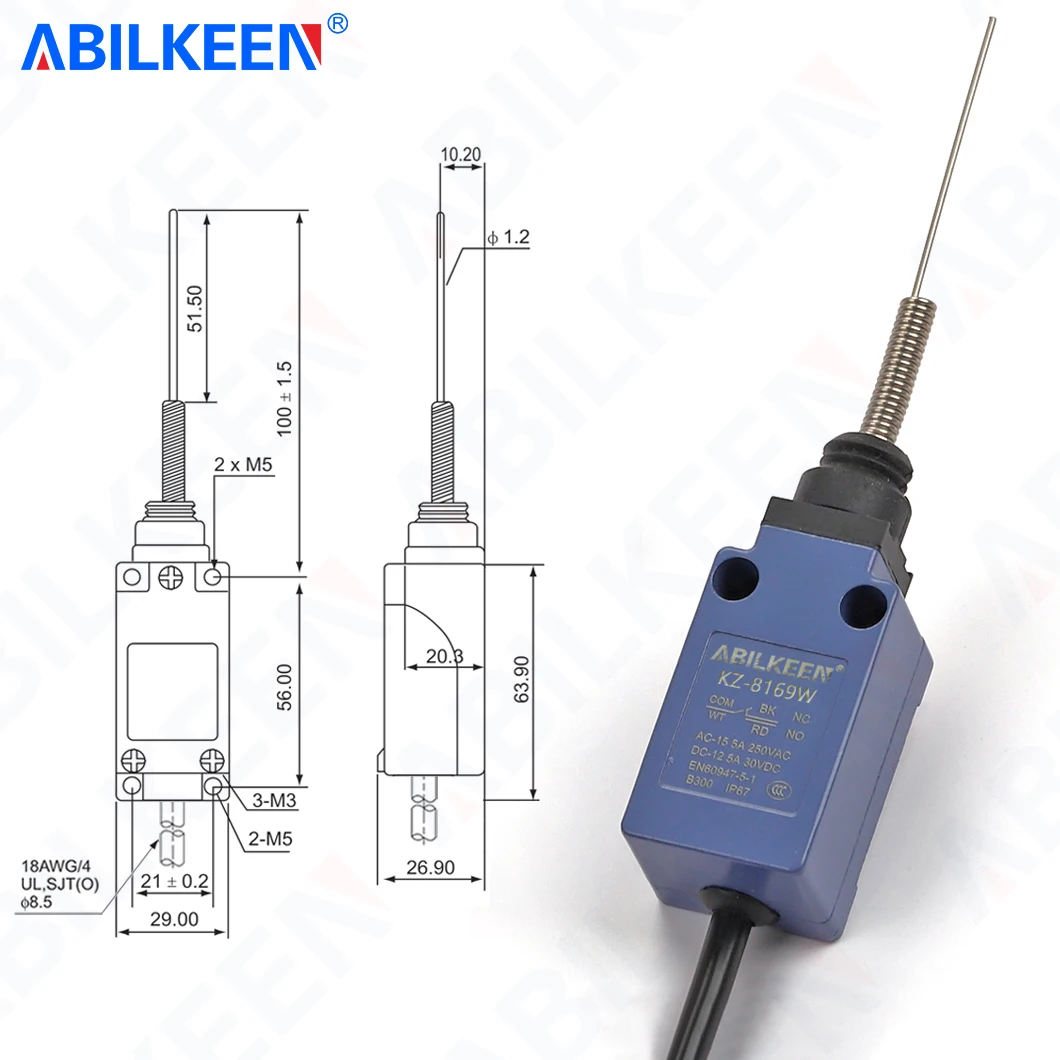 abilkeen-kz-8169w-interruptor-de-fim-de-curso-momentaneo-com-haste-de-mola-tipo-whisker-para-gatos-2no-2nc-terminal-ip68-a-prova-d'Agua-para-cnc
