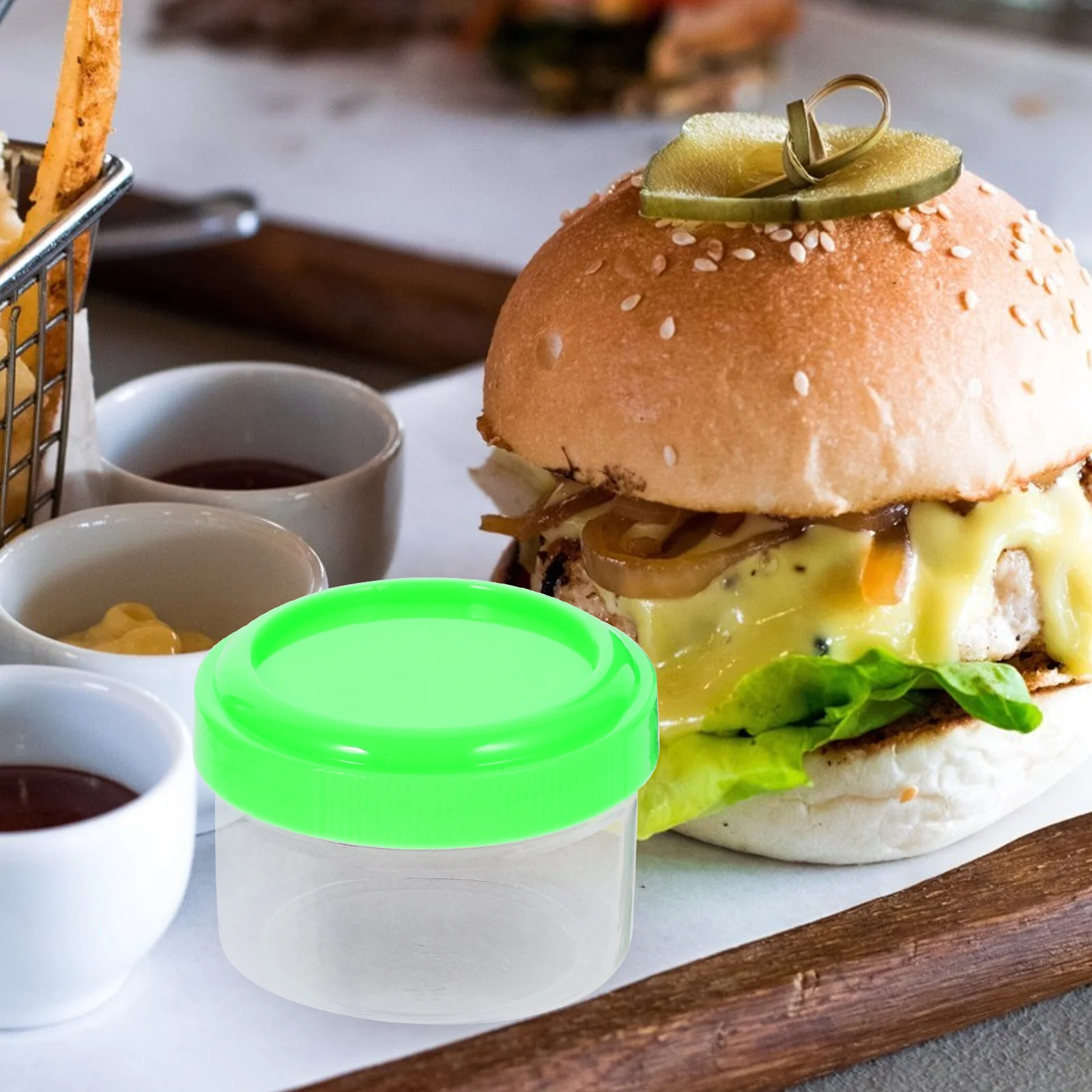 

6pcs Transparent Sauce Cups With Lids Mini Condiment Containers For Travel Camping Picnic Portable Dipping Storage Reusable
