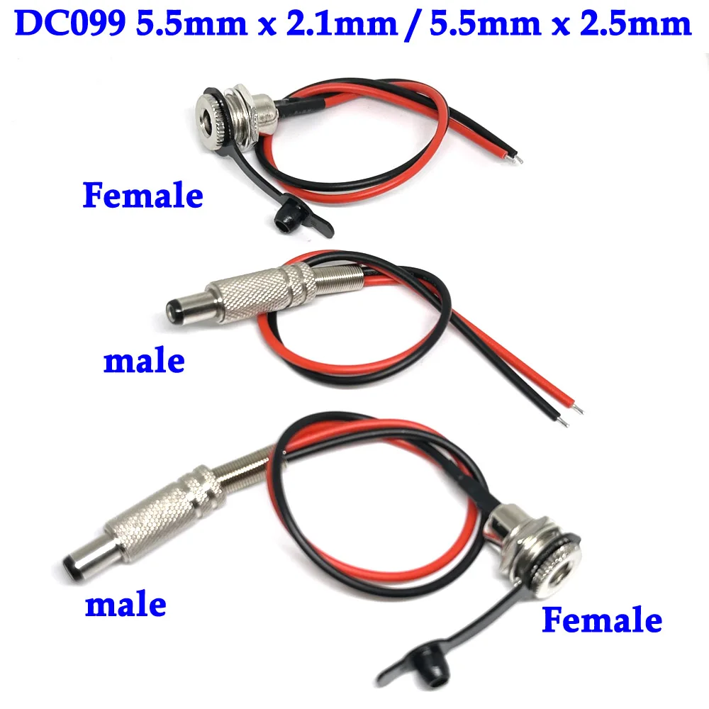 1 sztuk wodoodporny DC099 5.5*2.5mm 5.5*2.1mm 18AWG gniazdo zasilania prądem stałym żeńskie złącze do montażu panelowego MetalWith nakrętka Snap