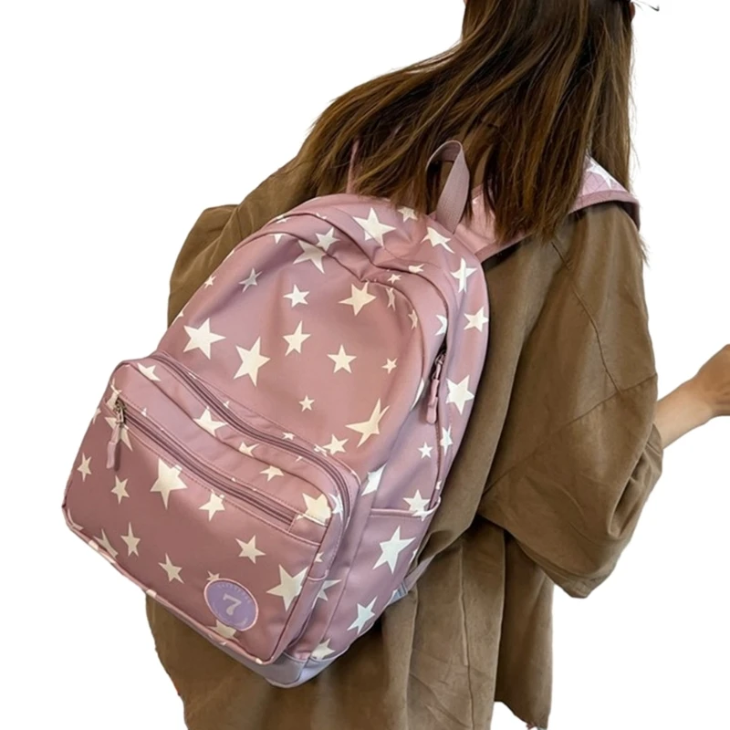 Bolsa viaje, mochila con estampado estrellas para niñas, mochilas escolares para estudiantes, mochilas ligeras E74B