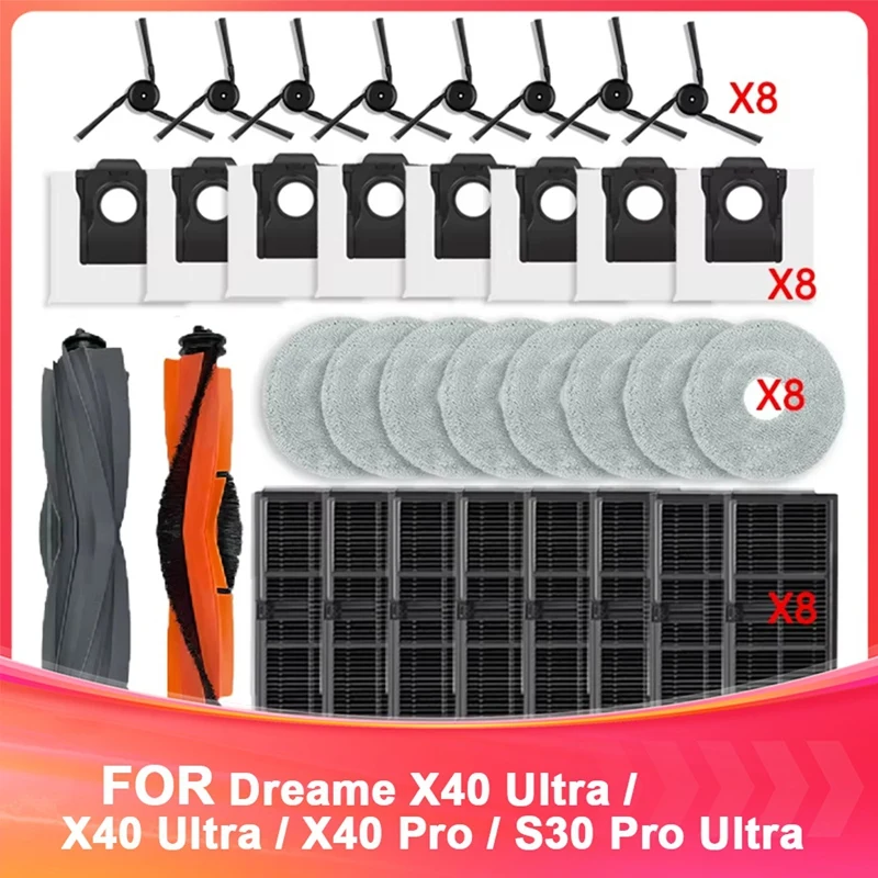 

For Dreame X40 Ultra /X40 Ultra Complete / X40 Pro / S30 Pro Ultra Vacuum Parts Main Roller Side Brush Filter Dust Bag