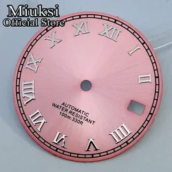 Miuksi 29mm pink watch dial roman numerals fit NH35 movement