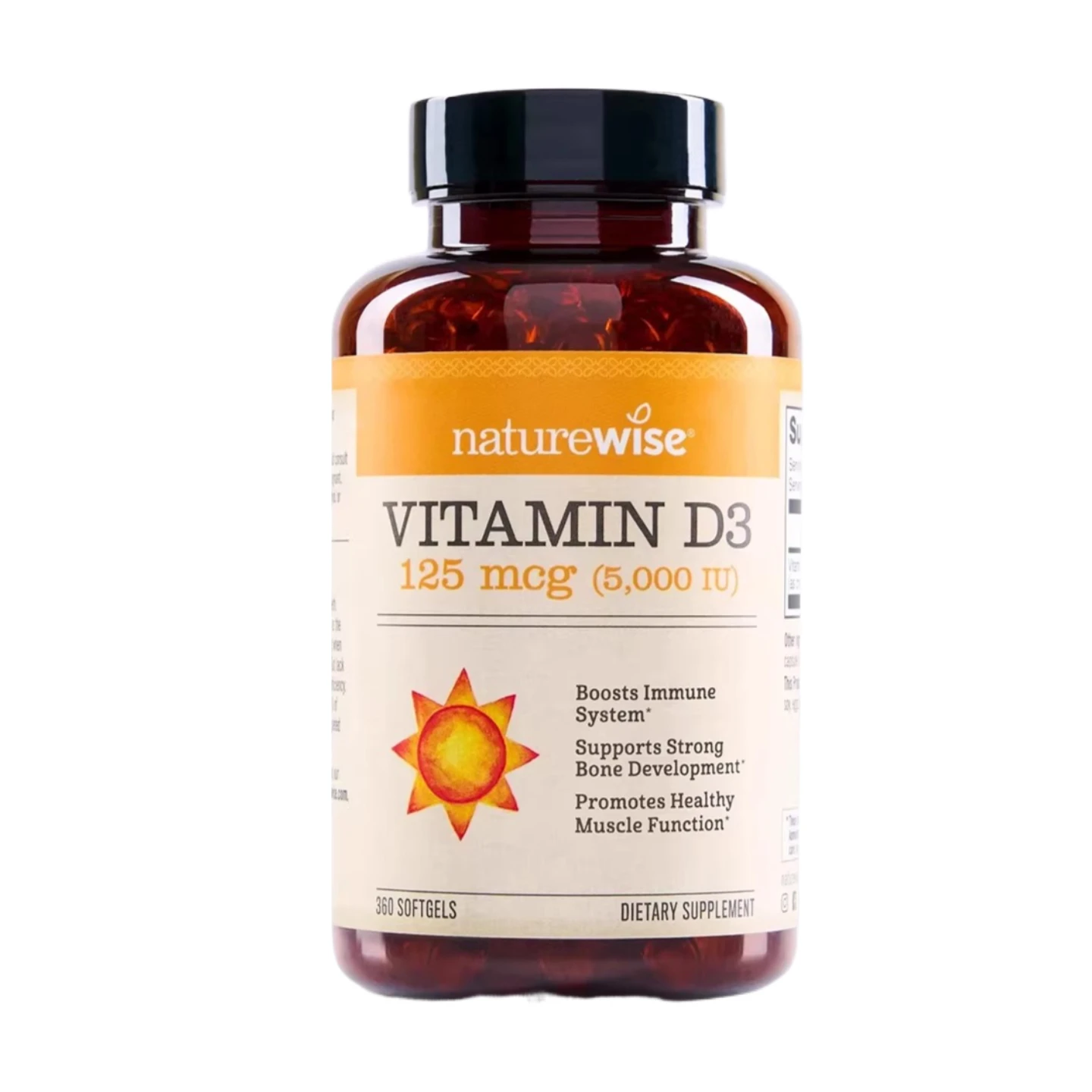 Vitamin D3 5000 IU - Supports Strong Bones & Immune Health - Gluten Free Non-GMO Vitamin D Supplement