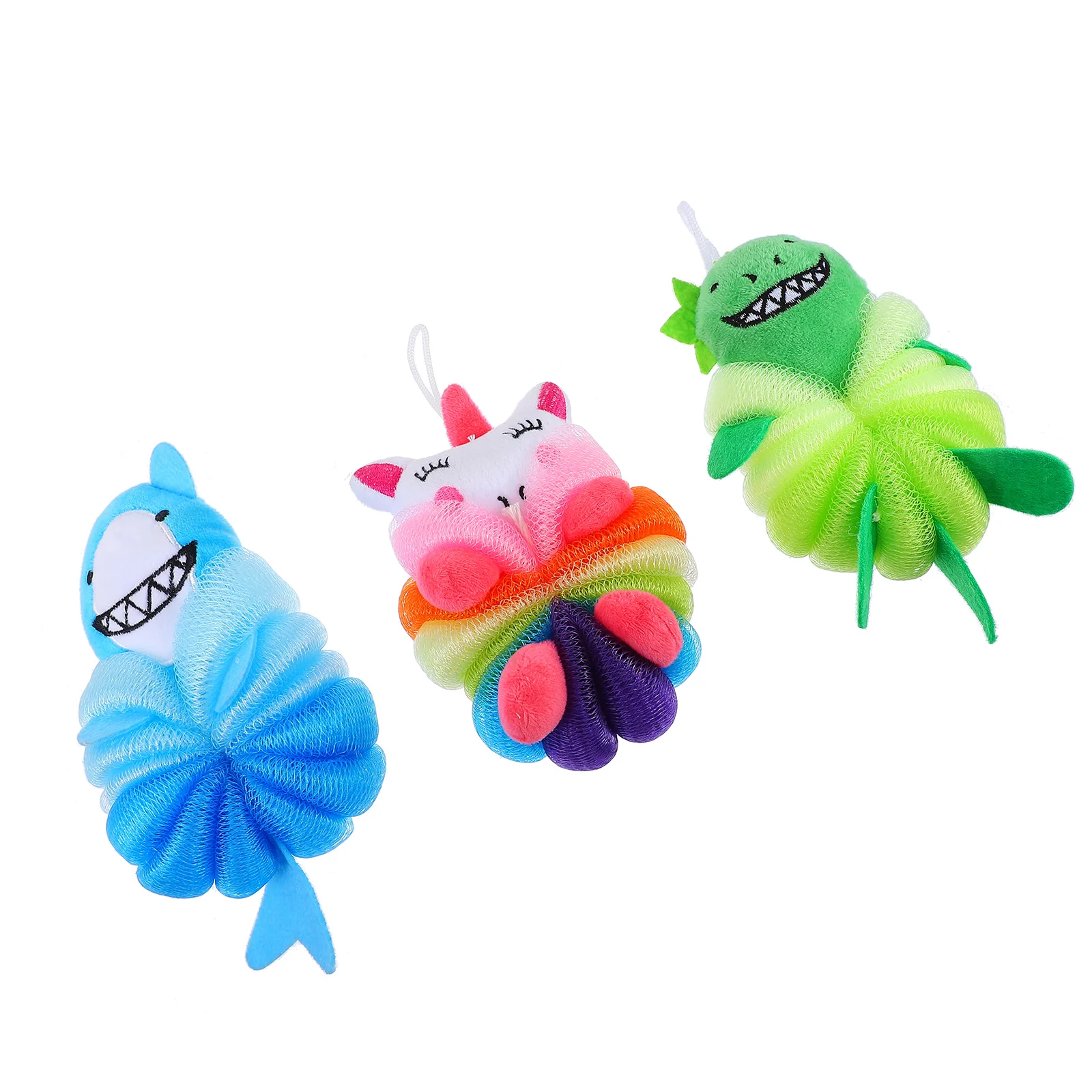 

3 Pcs Kids Bath Sponge Cartoon Body Shower Loofah Mesh Sponges Gentle Exfoliating Scrubbing Ergonomic Design for Shower