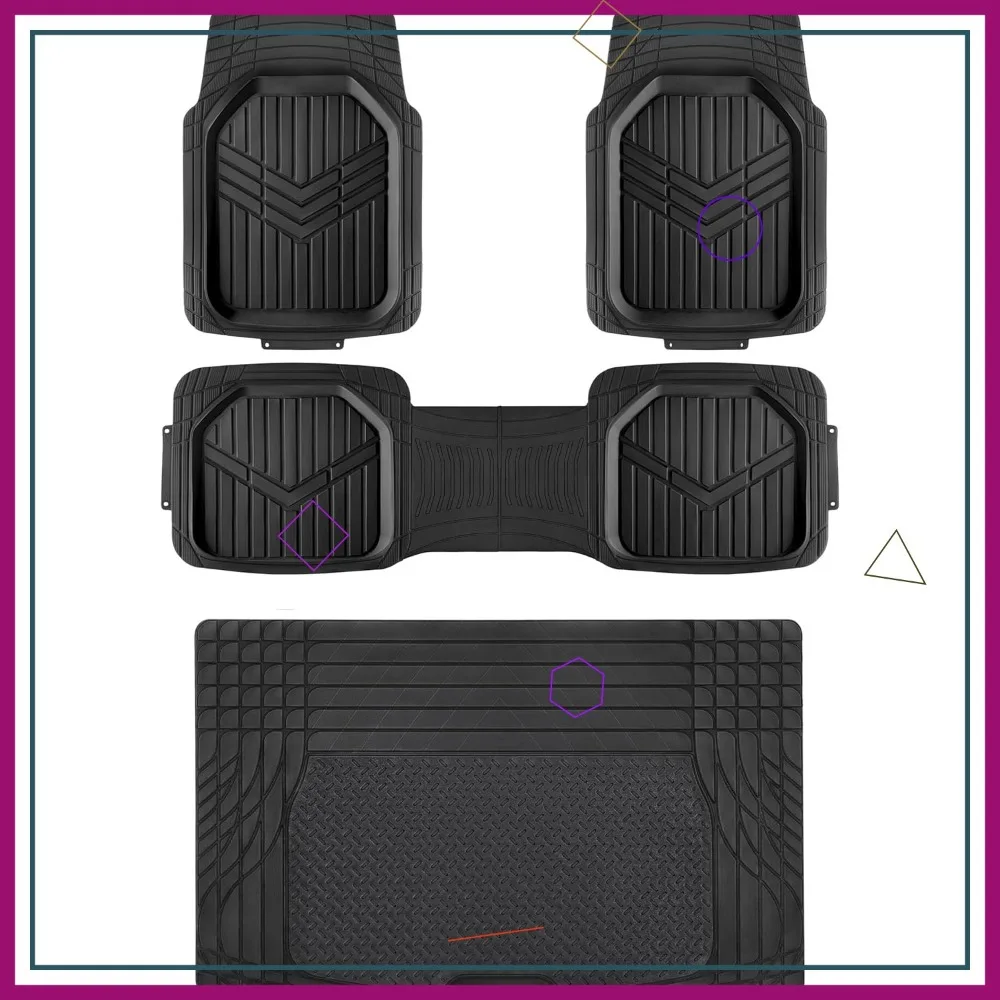

4-Piece Universal PVC Floor Mats with Cargo Liner, Waterproof All-Weather Protection for Cars and SUVs