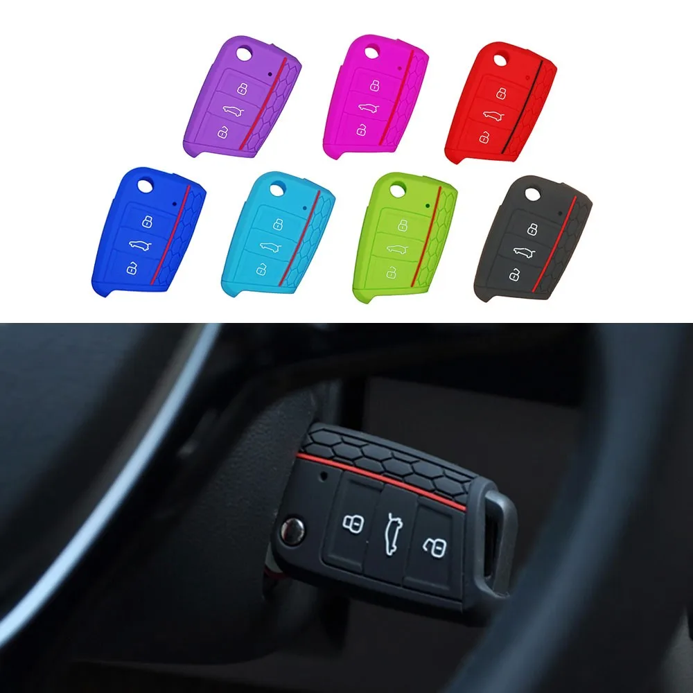 1ps Car Key Case Cover Remote 3 Buttons for Volkswagen VW Golf 7 mk7 Skoda Octavia A7 New Polo Key Protector Accessories Auto