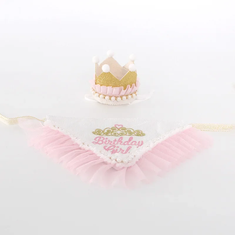 INS Pet Supplies Dog Birthday Mouth Towel Party Triangle Towel Pawty Cat Dog Crown Headwear Cute Headwear Puppy Accessories