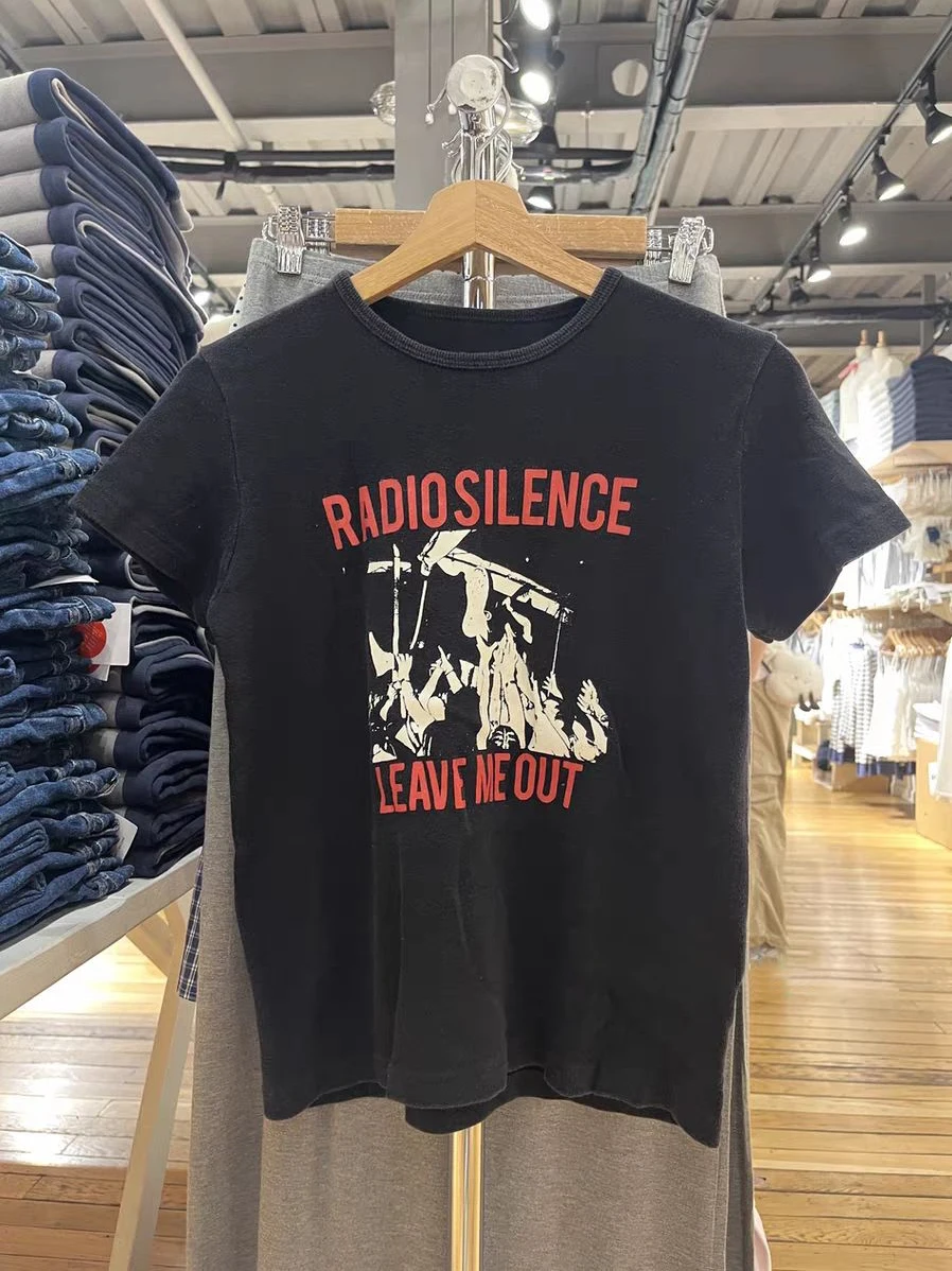 

Letter Print Black T-shirts Woman Summer O-neck Short Sleeve Cotton Tee Shirts Female Vintage Streetwear Rock Tshirt Y2k Tops