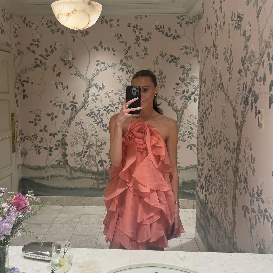 Praia camada babados vestido longo feminino 3d flor sem costas sem mangas fino ajuste maxi vestidos femininos 2025 verão senhora festa robes