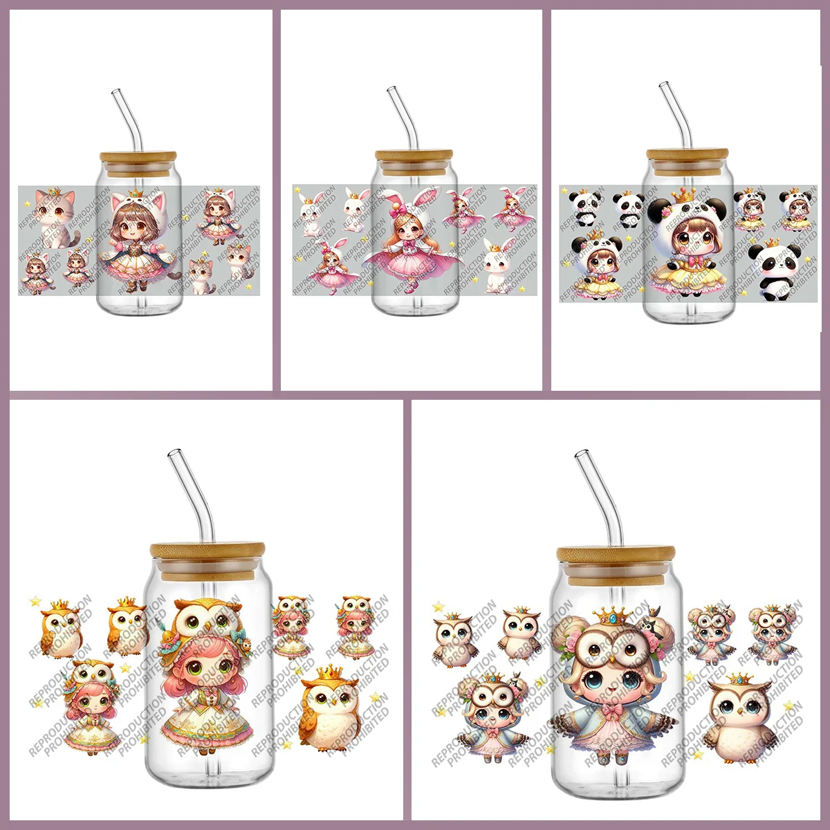 

Cute Girl with Animals UV DTF Wrap Decals for 16oz Tumbler Coffee Mugs 9.4*4.3inch Cold Transfer UVDTF Cup Stickers