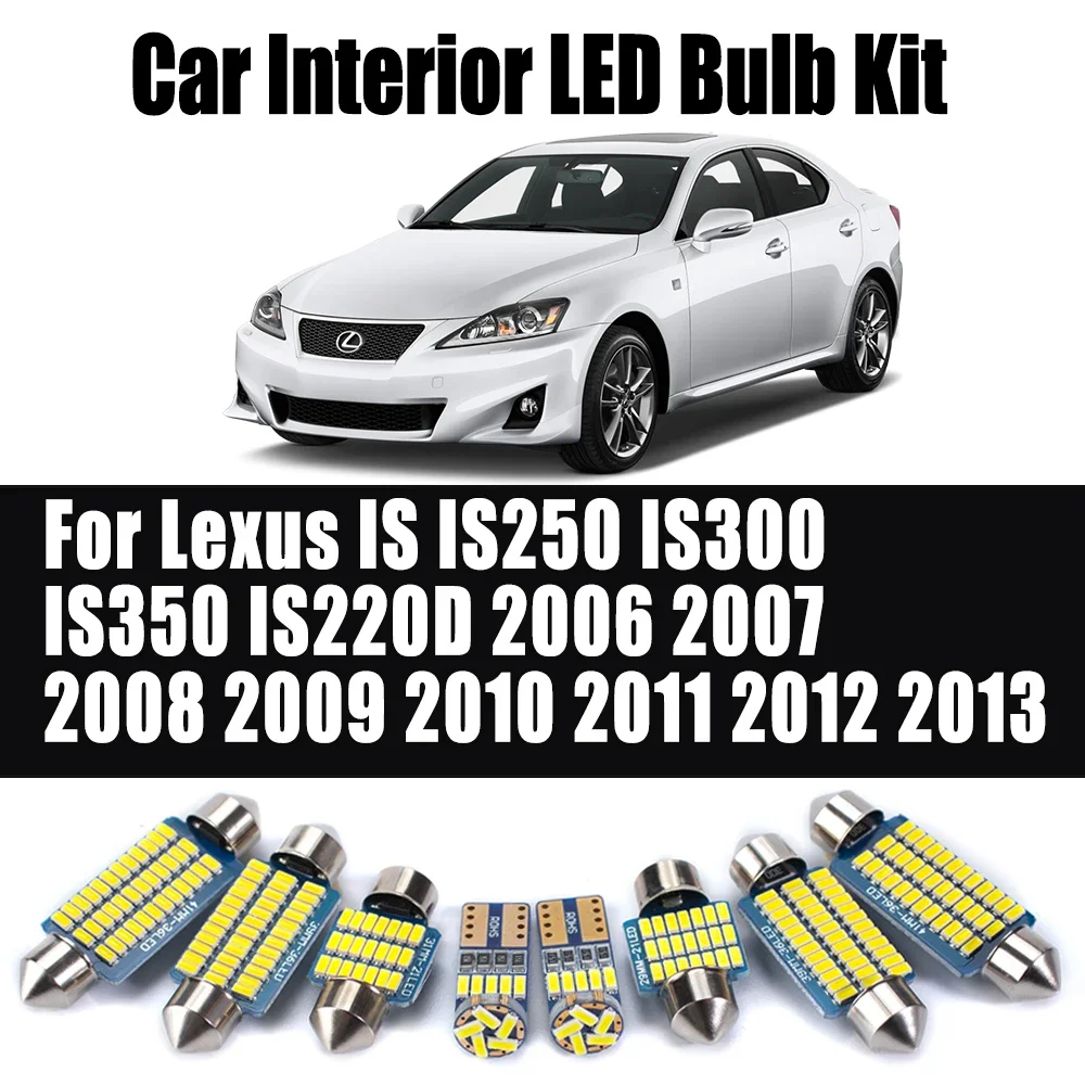 

15 шт. светодиодные лампы для внутренних дверей для Lexus IS IS250 IS300 IS350 IS220D 2006-2008 2009 2010 2011 2012 2013 Комплект автомобильных купольных светильников с картой