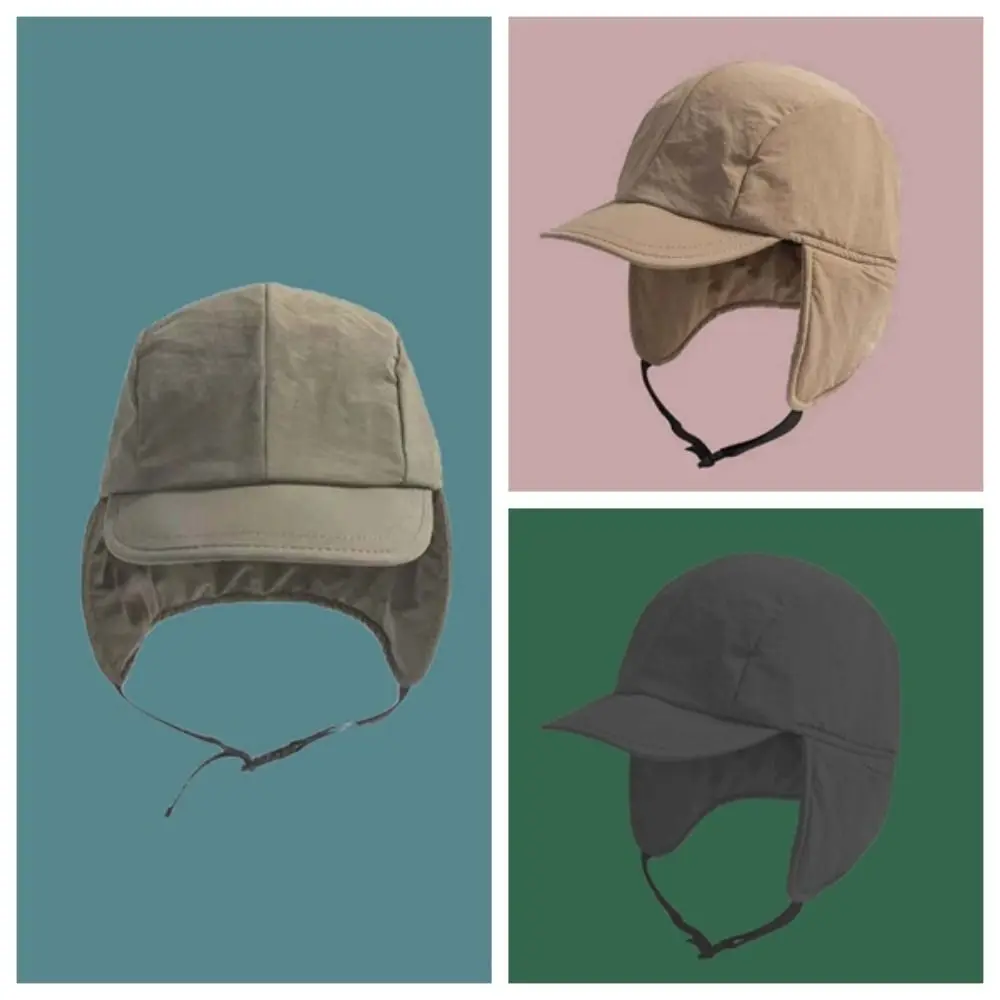 Estilo japonês proteção de ouvido ushanka multi-funcional engrossado earflaps viseira chapéu macio leve à prova de vento piloto boné ao ar livre