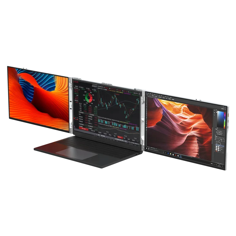 

OEM Portable Tri-screen Extender For Laptop Dual 14 15 Inch 1080P IPS LCD With HD-MI Type C USB Interfaces