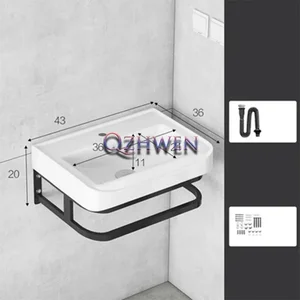 Small bathroom sink of 43*36*20cm, ceramic washbasin with hanging on the wall, porch, hand wash with tap, single washbasin mounted on the wall 6 Main Sales Cuba Sink Bathroom - №4