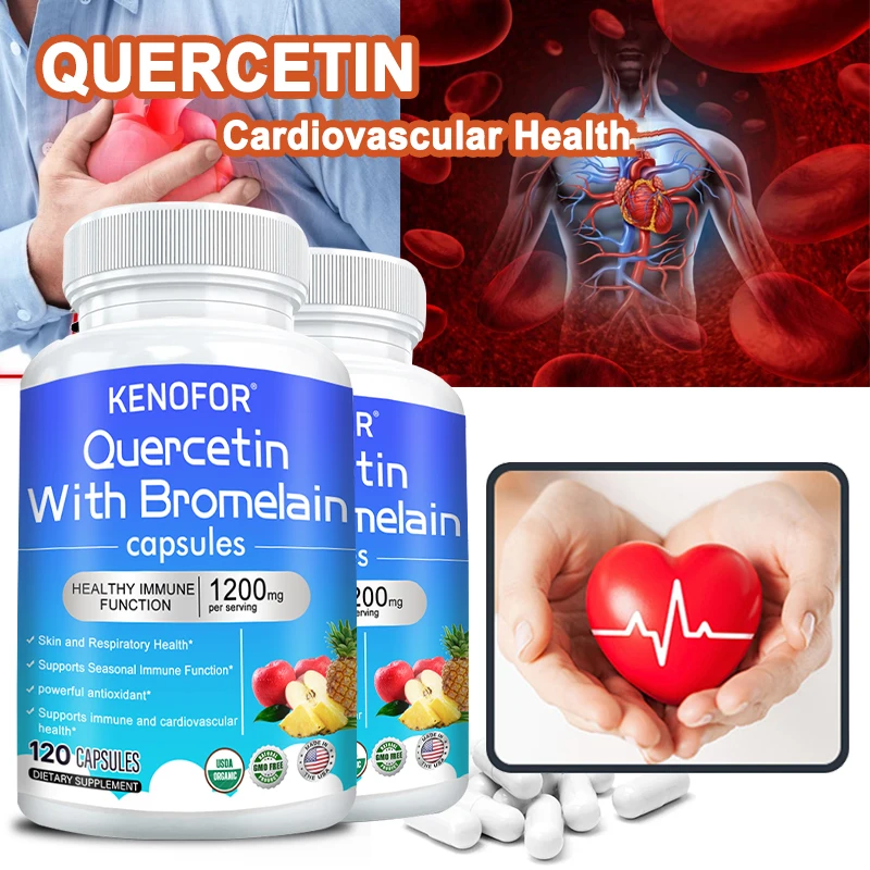 

Quercetin Capsules Contain Pineapple Enzyme Supplement - Helps Improve Immunity, Cardiovascular Health, Skin, and Antioxidants