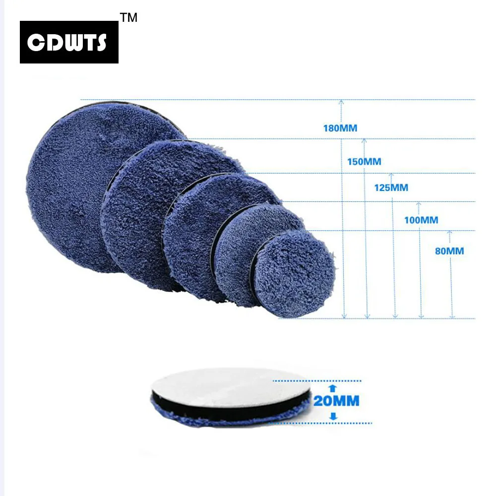 CDWTS 3/4/5/6/7 inç mikrofiber parlatma pedi arabalar için vücut lehçe mikro Fiber parlatma tekerlekleri için DA/RO araba parlatıcı