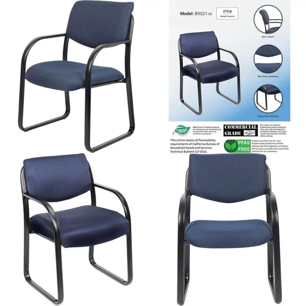 

Blue Upholstered Office Fabric Guest Chair