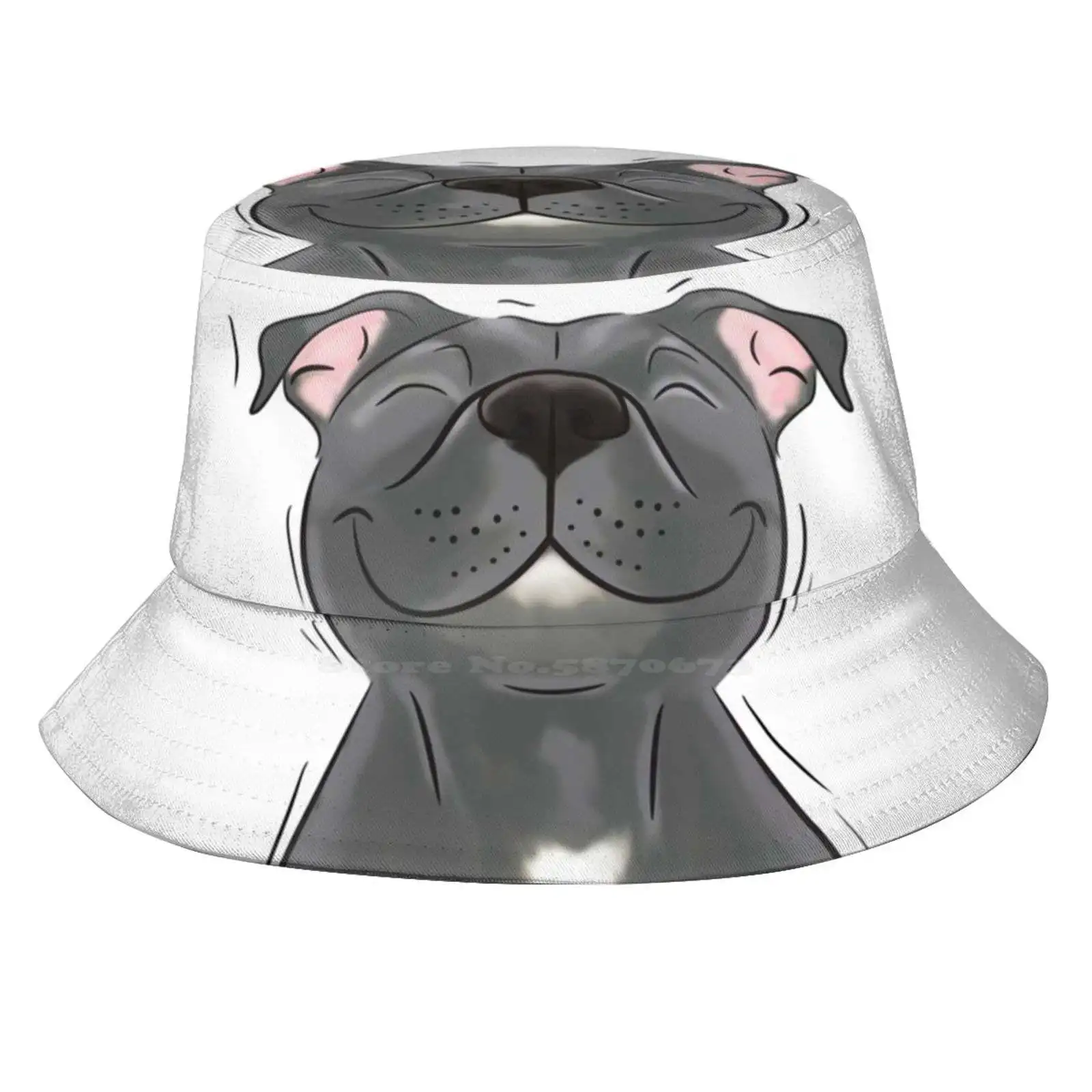 

Smiling Blue Staffy Dog (Stafford) Staffy Love Sun Cap Fisherman Hat Bucket Hats Staffordshire Bull Terrier Bull Breed Staffie