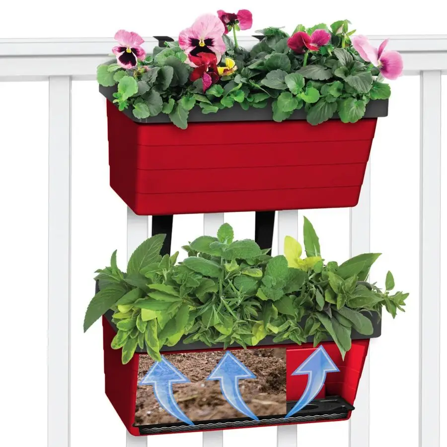 

Настенное кашпо на подвесной штанге с автополивом, красное