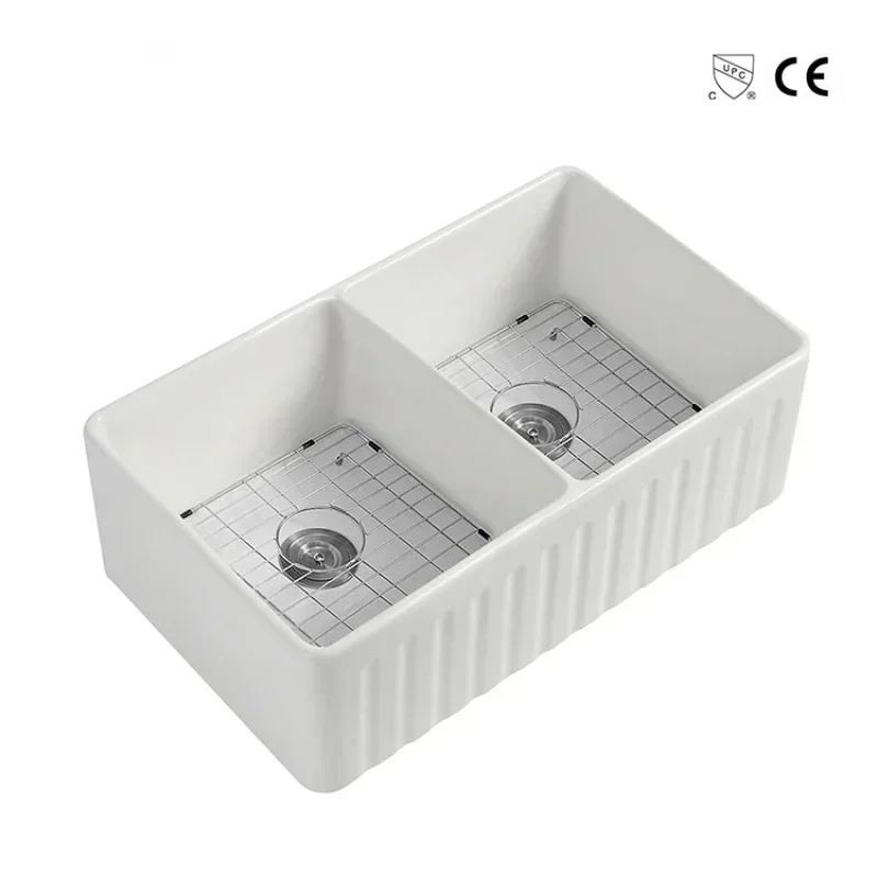 

Hot SalesModern White Sink Single Bowl Double Bowl Ceramic Apron Front Farm Kitchen Sink