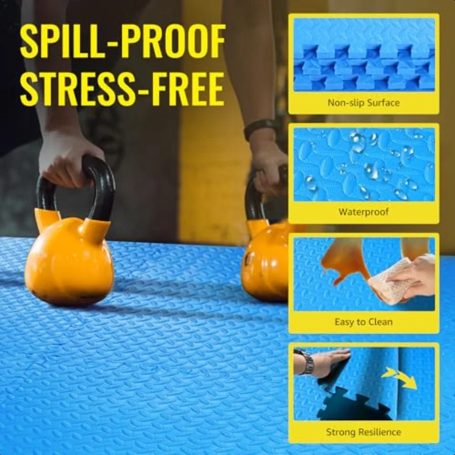 6Tile Puzzle Exercise Mat with EVA Foam Mat Interlocking Floor Tiles for Home Gym Mats Flooring for Garage Padding for Exercise