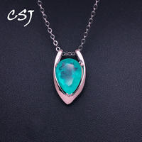CSJ Hot Sale V Shape Pendant 925 Silver Sterling Zultanite Paraiba Necklace for Girl Lady Black Friday & Christmas Jewelry Gift
