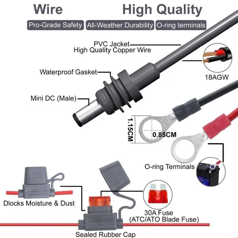 

Силовой кабель Водонепроницаемый удлинитель 18AWG Монтажный кабель Автомобильный держатель предохранителя K1KF