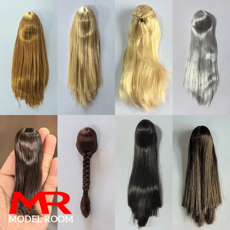 1/6 Female Head Sculpt Hair Cover Long Hair Wig Straight Curly Wavy Model Fit YMT I8 TOYS 1:6 Head Sculpt Carving