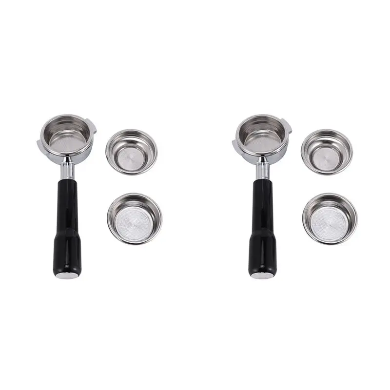 ABCA-2X 58MM Bottomless Stainless Steel Professional Espresso Coffee Portafilter With Single And Dual Cups Filter Basket
