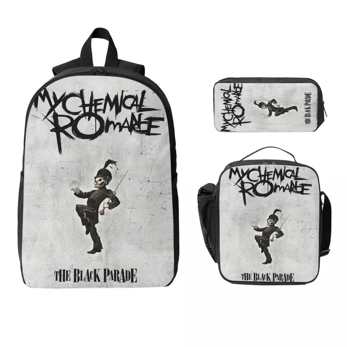 

My Chemical Romance Backpack Student Boys Girls BookBag School Bag Computer Shoulder Bags 3ps Insulated Lunch Bag Pencil Case
