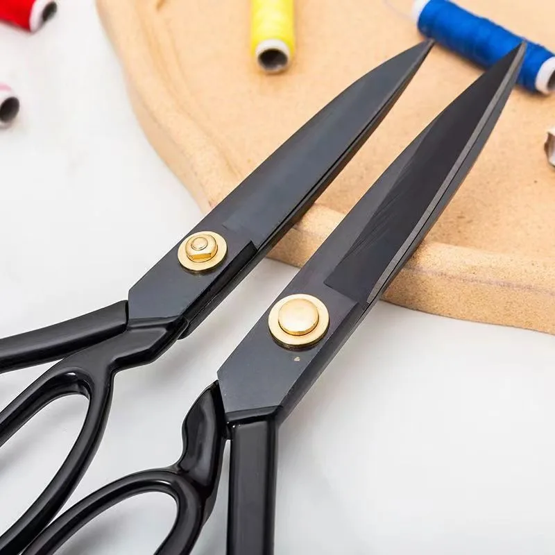 Professional sewing scissors tailors fabric needles thread cutting manganese steel black blade cutting process is very sharp