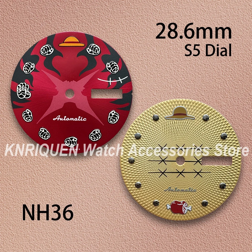 

28.6mm High Quality S5 Logo Dial Cartoon Straw Hat Dial Suitable NH36 Automatic Movement Watch Modification Accessories